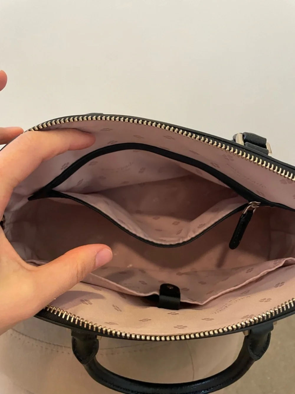 Kate Spade Black Louise Dome Satchel w/ Zippered Front Pocket